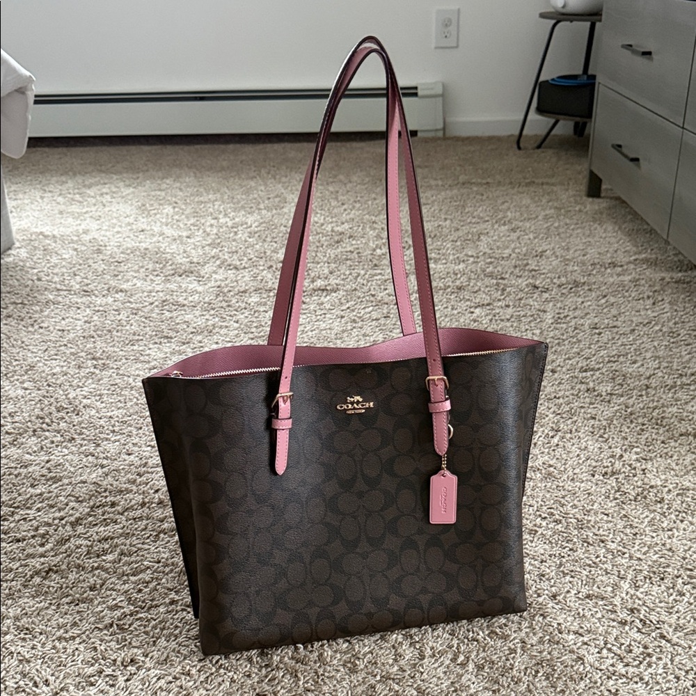 Coach Signature Tote in Brown and Pink